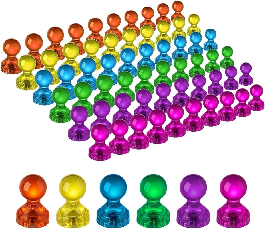 60PCS রঙিন শক্তিশালী চৌম্বকীয় থাম্বস্ট্যাকস ক্লাসরুম শিক্ষার জন্য হোয়াইটবোর্ড চৌম্বক